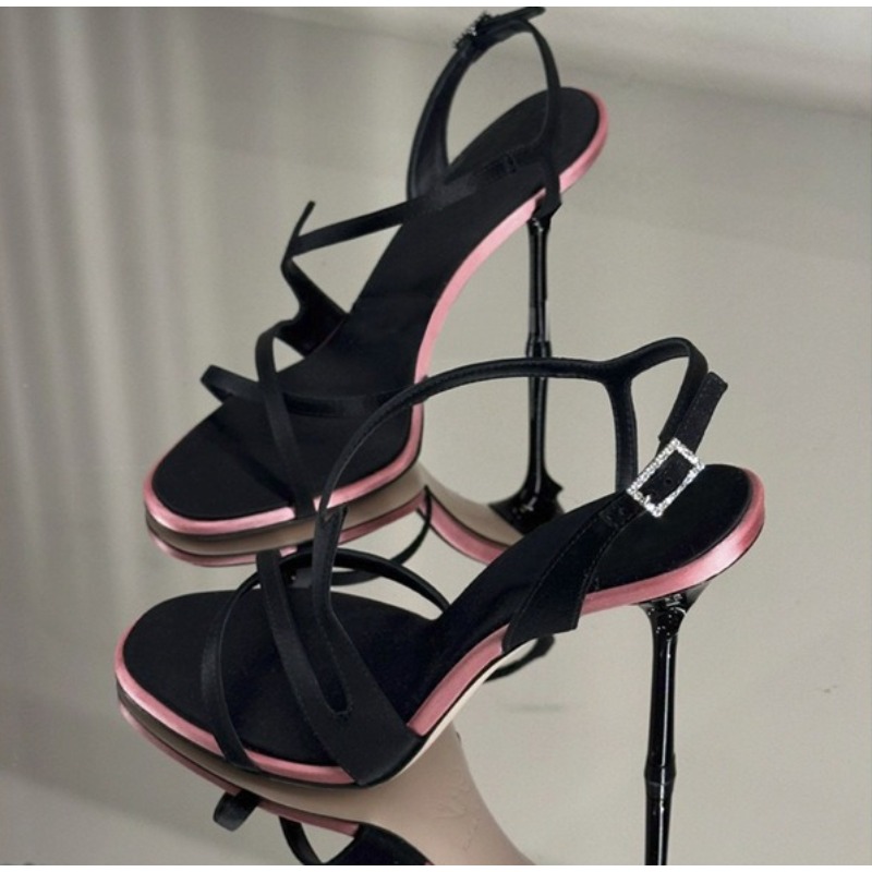 Women'S Fashion Belts - Satin Color Block Stiletto High Heels