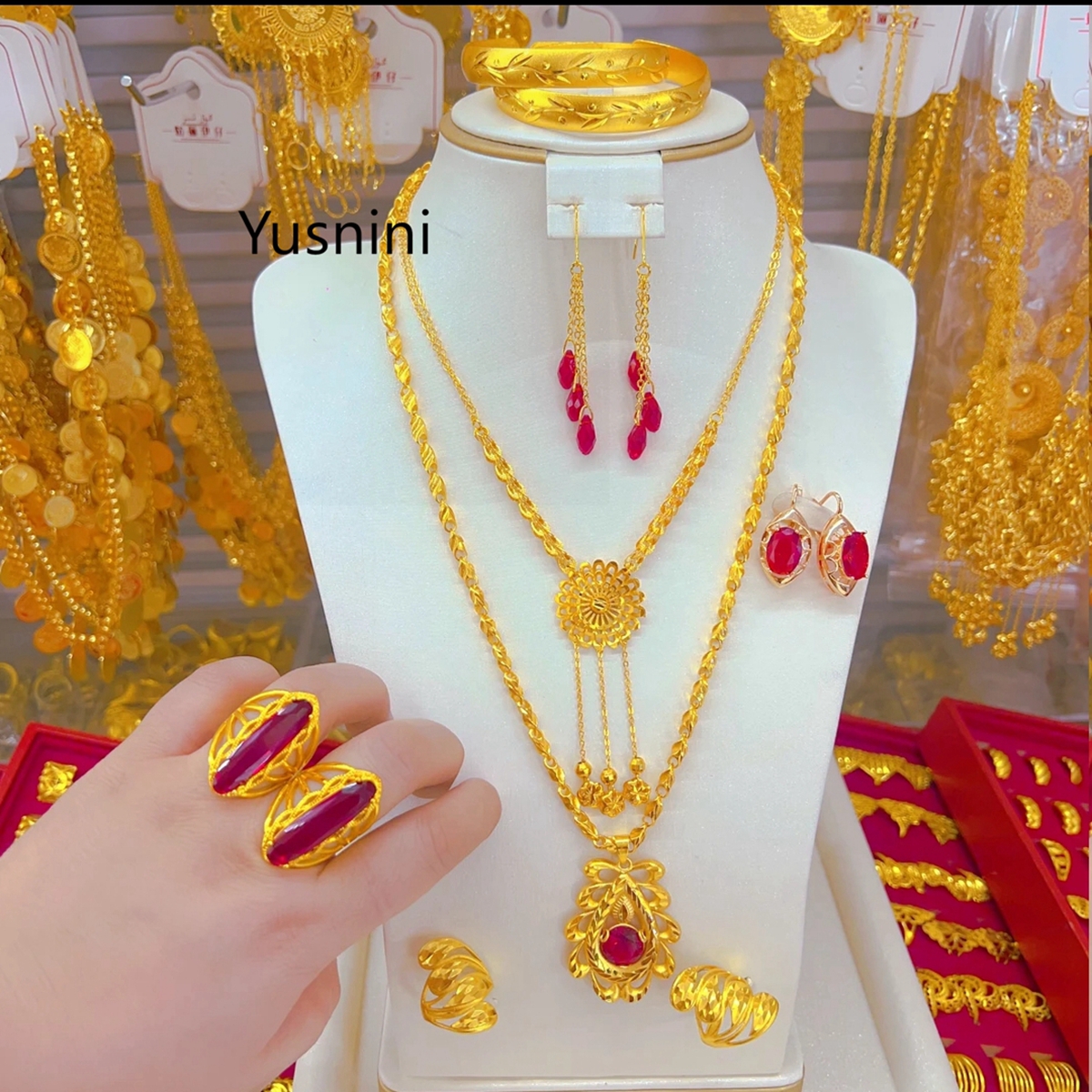 Women'S Fashion Rings Gold - New European Dubai Fashion 24K Gold