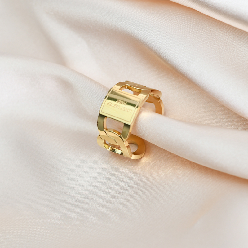 Women'S Fashion Rings Gold - Trendy Gold Titanium Steel Open Ring