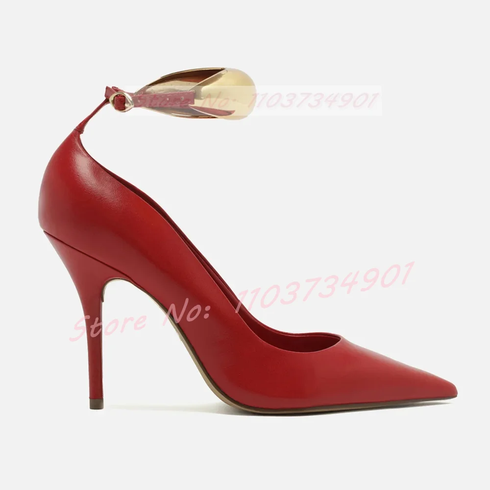 Women'S Fashion Rings Gold - Gold Ring Ankle Strap Pumps Women