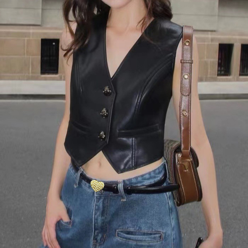 Women'S Fashion Gilet - Leather Gilet Women 2026 Summer Sexy