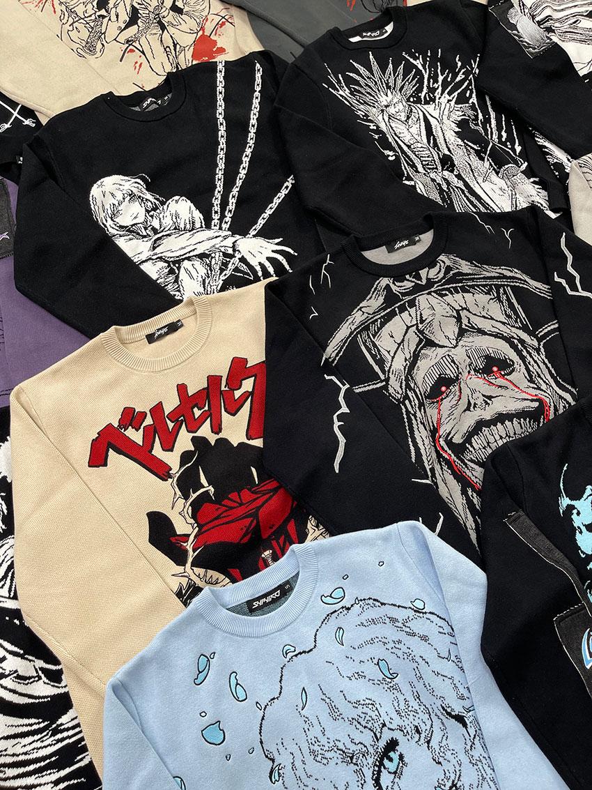 Ribbed Knit Sweater - Heavyweight Anime Character Y2K Style Oversized