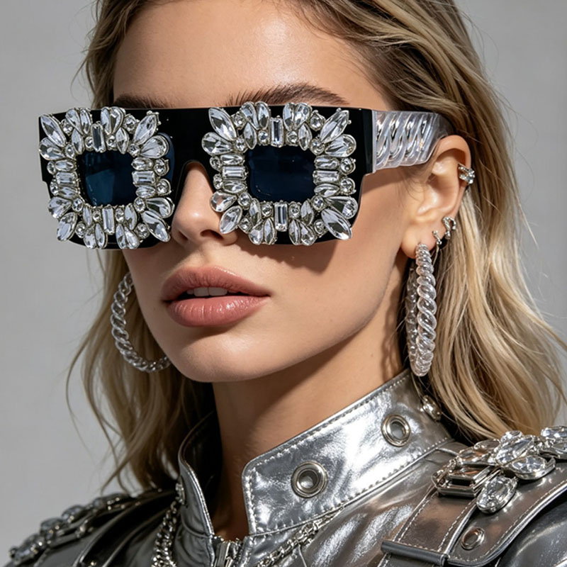 Exaggerated Bling Rhinestone S - Women Fashion Glasses avis et prix