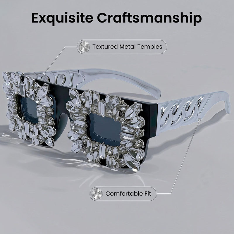 Exaggerated Bling Rhinestone S - Women Fashion Glasses avis et prix