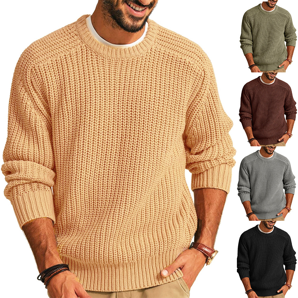Men’s Knitted Sweater Casual C - Ribbed Knit Sweater avis et prix