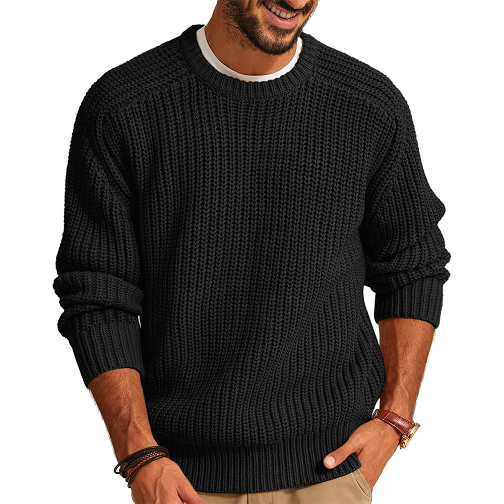 Men’s Knitted Sweater Casual C - Ribbed Knit Sweater avis et prix