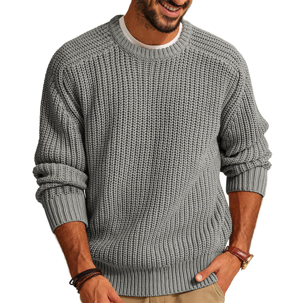 Men’s Knitted Sweater Casual C - Ribbed Knit Sweater avis et prix