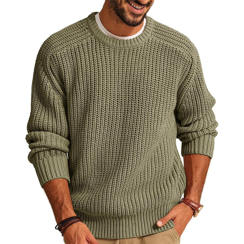 Men’s Knitted Sweater Casual C - Ribbed Knit Sweater avis et prix