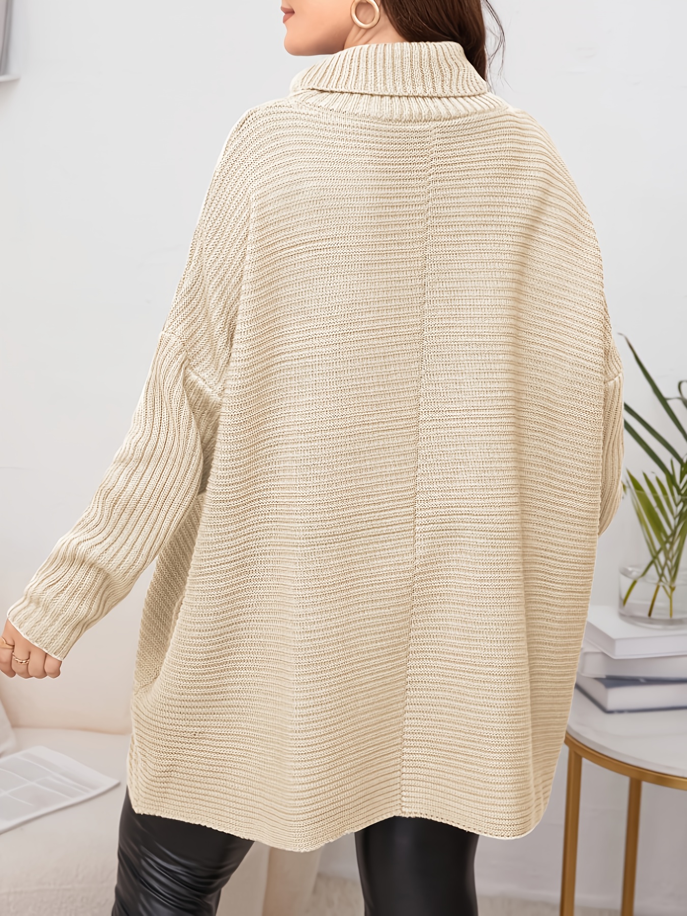 Plus Size Women's Turtleneck S - Ribbed Knit Sweater avis et prix