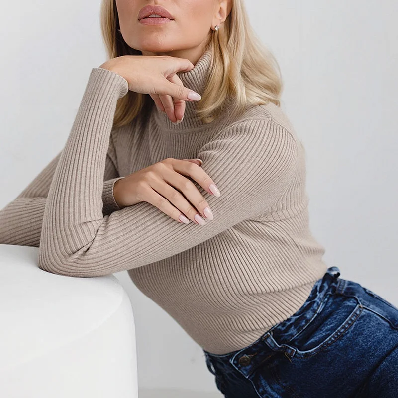 AOSSVIAO 2026 Basic Mock Neck  - Ribbed Knit Sweater avis et prix