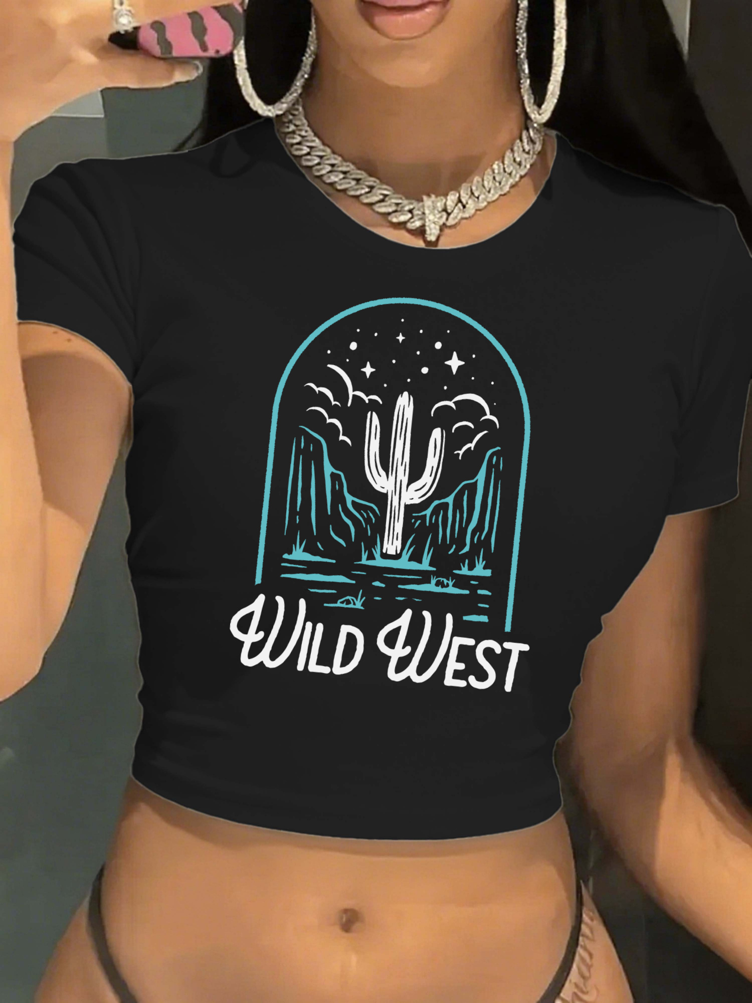 Womens Trendy Graphic Crop Top - Women'S Fashion Wild West avis et prix