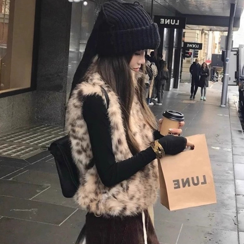 Women's Leopard Print Faux Fur - Women'S Fashion Gilet avis et prix