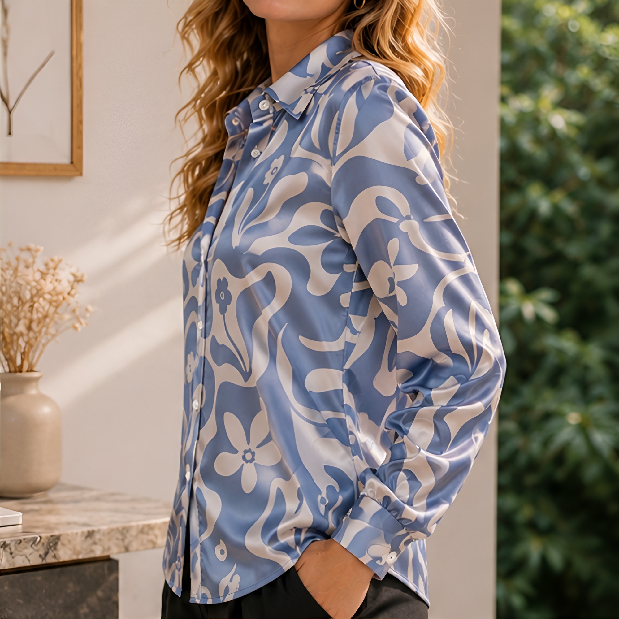 Women Green Satin Blouse White - Women'S Fashion Tops avis et prix