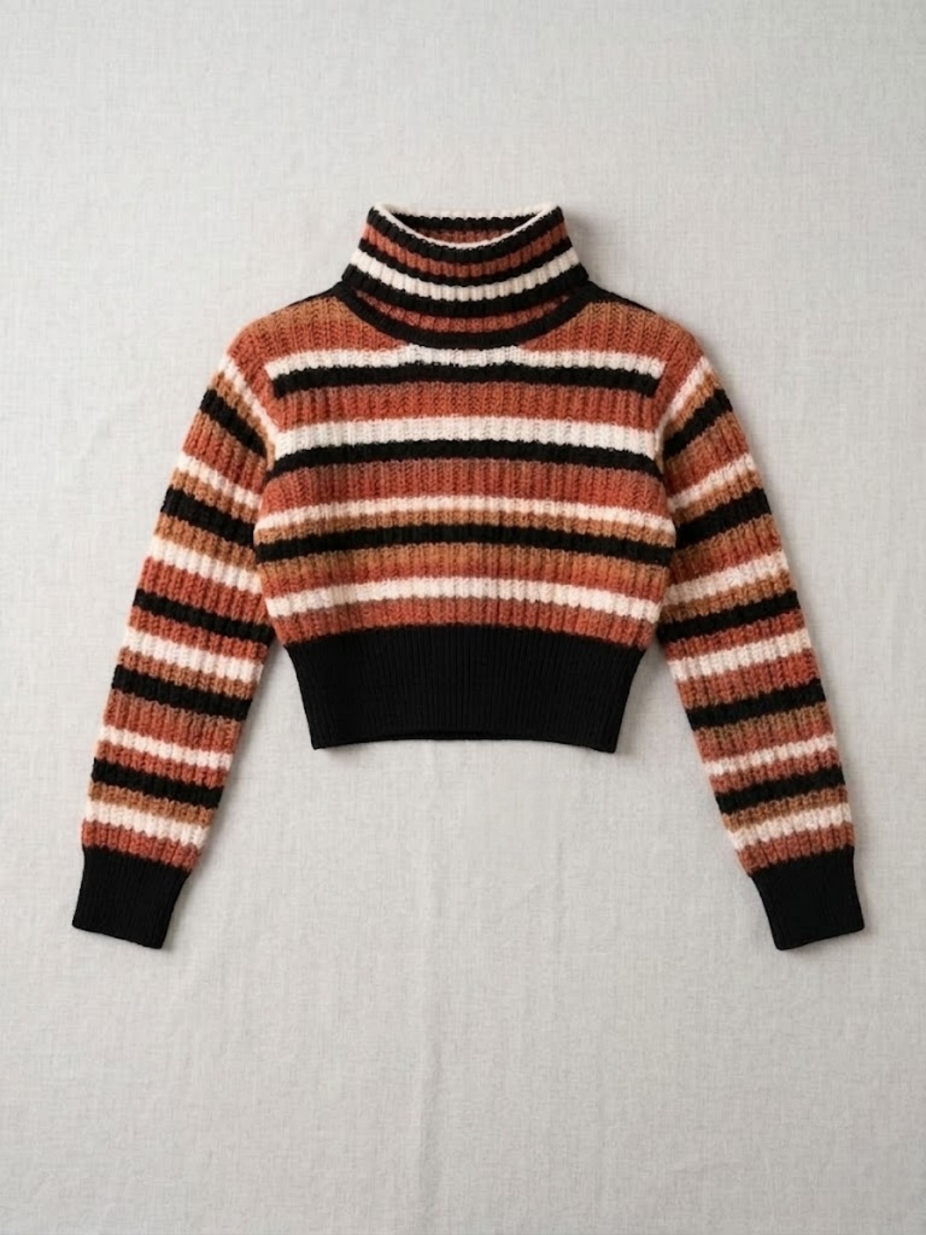Slimming Striped Turtleneck Kn - Ribbed Knit Sweater avis et prix