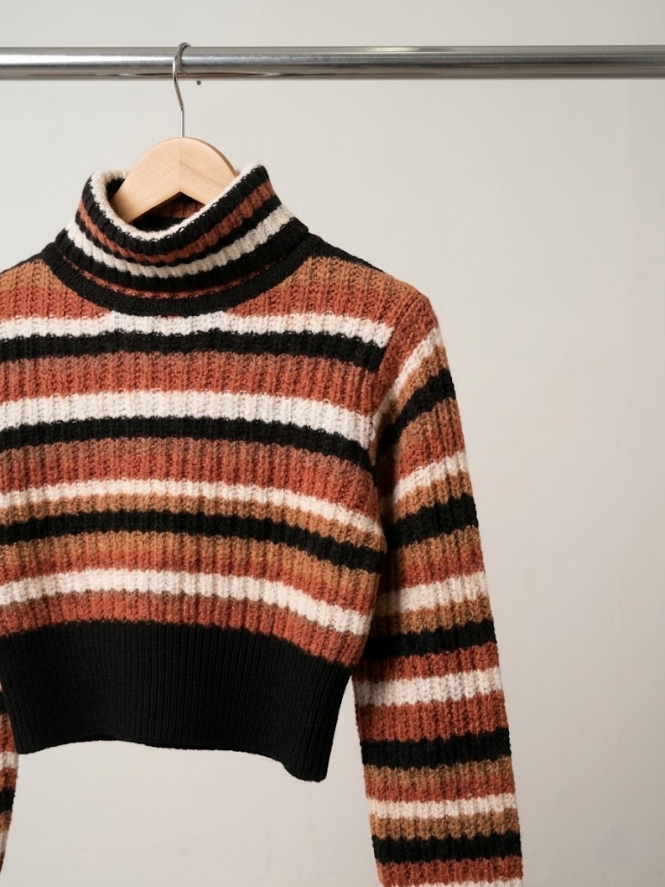 Slimming Striped Turtleneck Kn - Ribbed Knit Sweater avis et prix