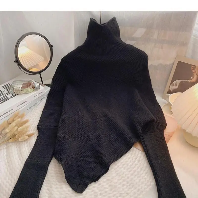 Asymmetric Knit Poncho Sweater - Ribbed Knit Sweater avis et prix