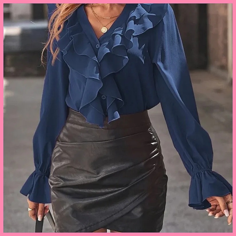 2025 Fashion V-Neck Ruffle Fla - Women'S Fashion Tops avis et prix
