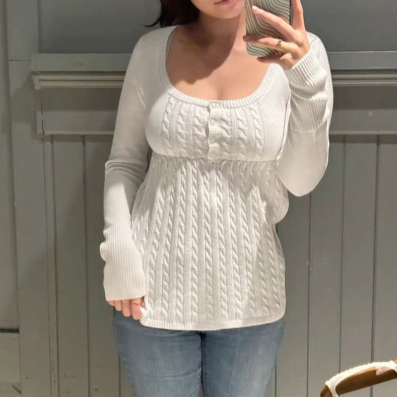 Tuularose White Knit Pullover  - Ribbed Knit Sweater avis et prix