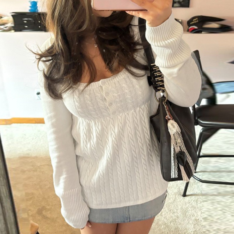 Tuularose White Knit Pullover  - Ribbed Knit Sweater avis et prix