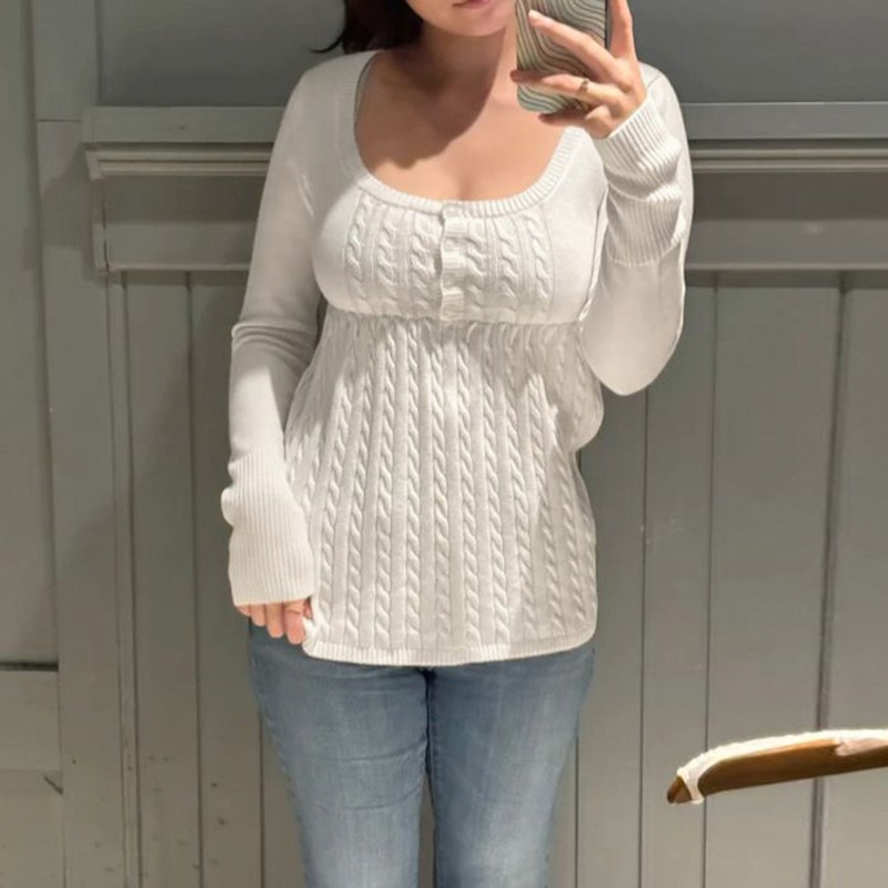 Tuularose White Knit Pullover  - Ribbed Knit Sweater avis et prix