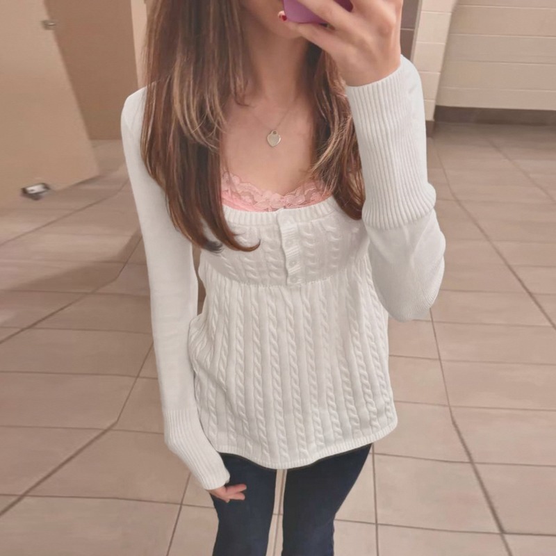 Tuularose White Knit Pullover  - Ribbed Knit Sweater avis et prix