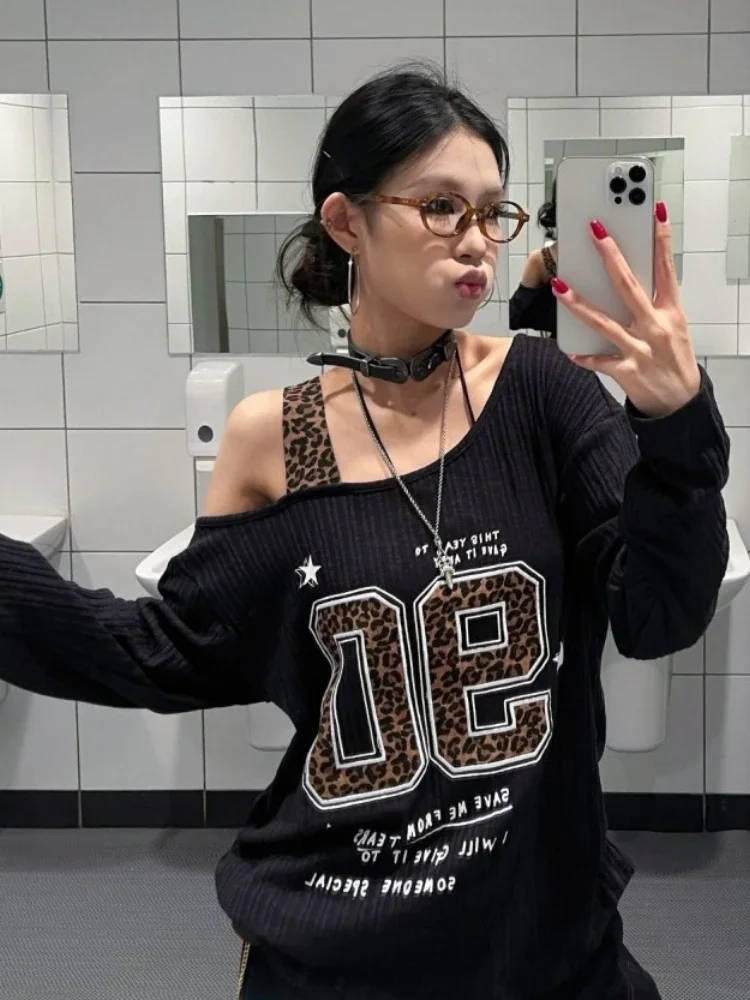 Y2K Patchwork Leopard Print T- - Women'S Fashion Tops avis et prix