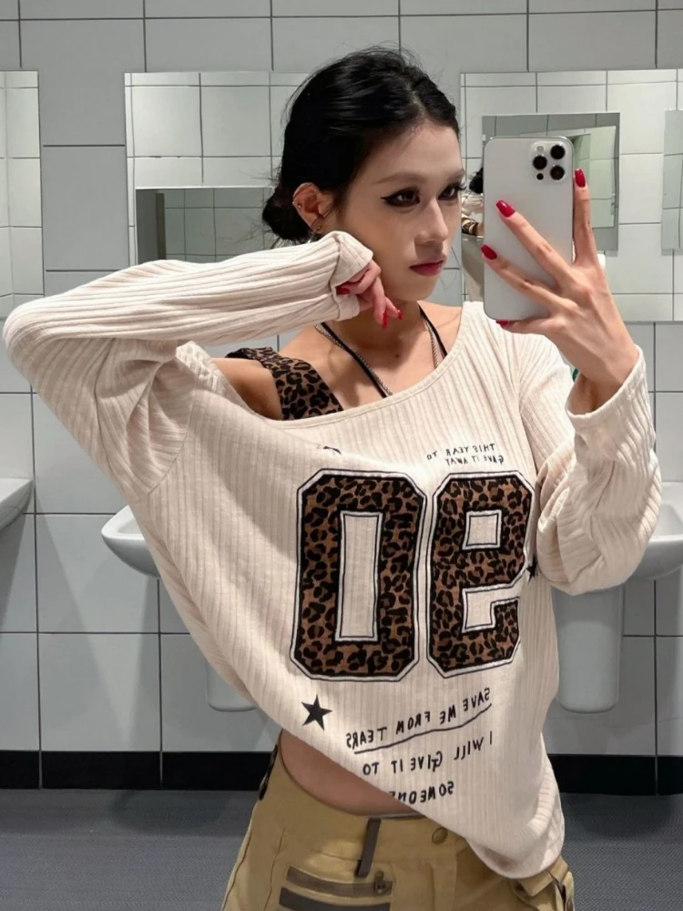 Y2K Patchwork Leopard Print T- - Women'S Fashion Tops avis et prix