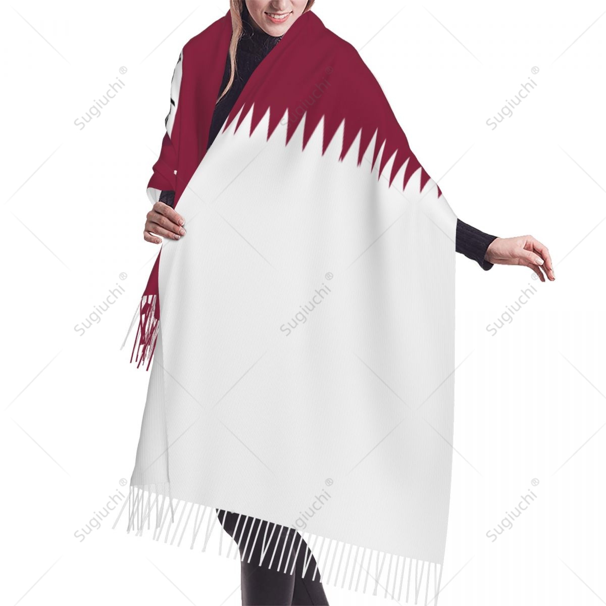 Qatar Emblem Flag Scarf Pashmi - Women Fashion Qatar avis et prix