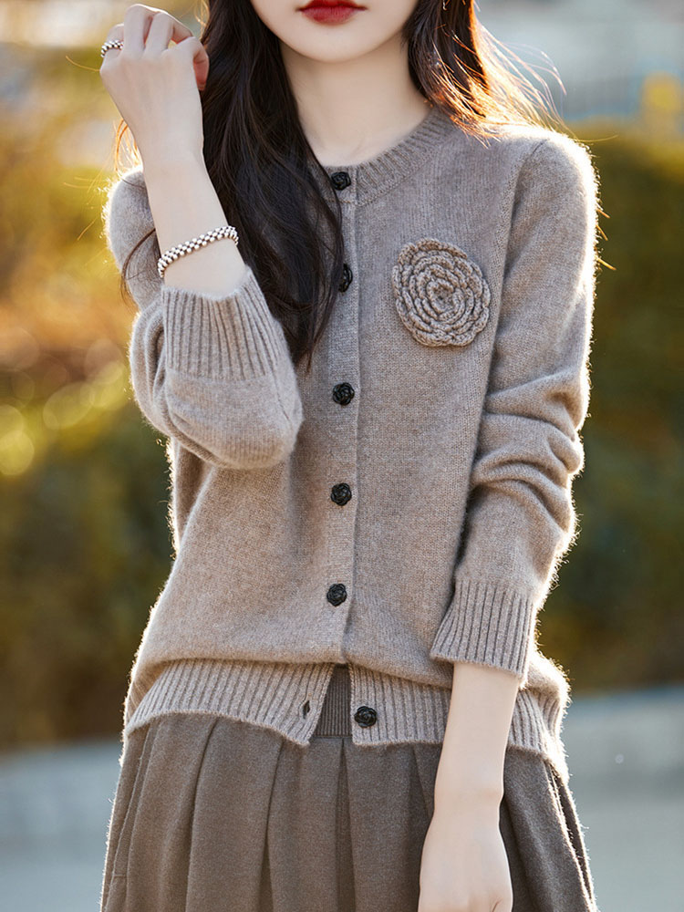 Flower Knitted Cardigan Long S - Women'S Fashion Gilet avis et prix