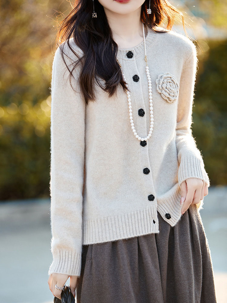 Flower Knitted Cardigan Long S - Women'S Fashion Gilet avis et prix