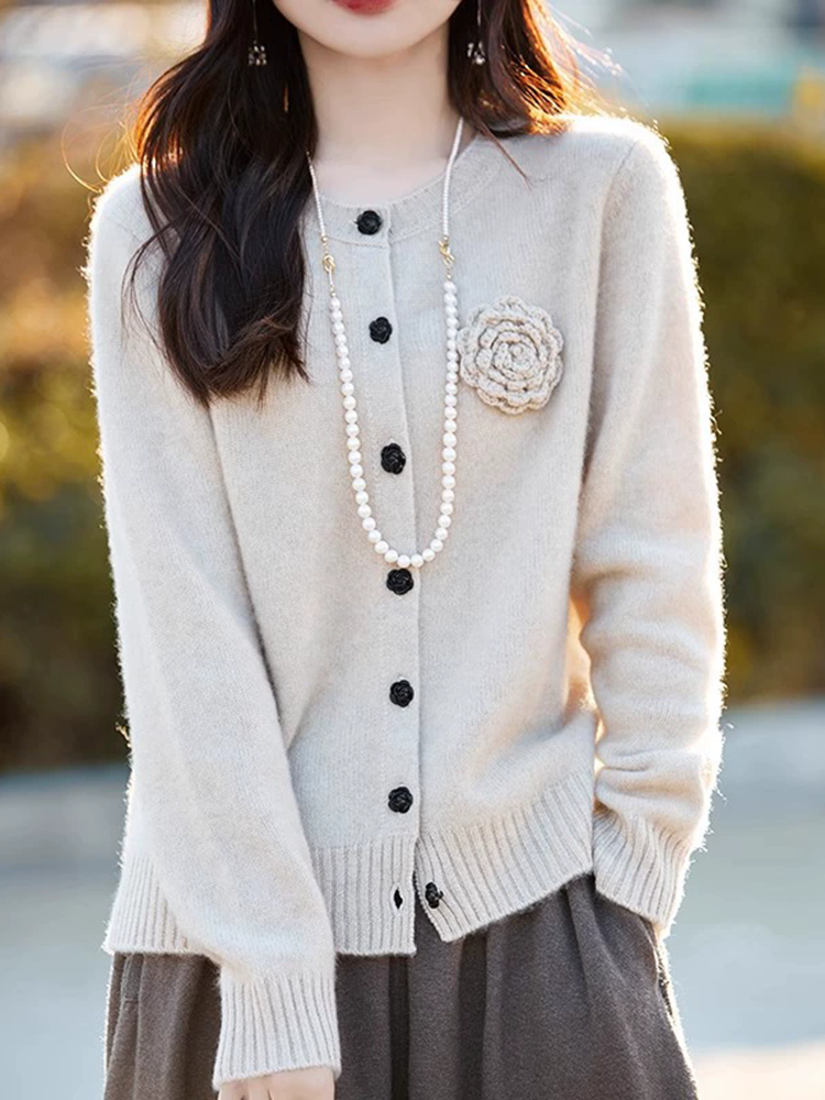 Flower Knitted Cardigan Long S - Women'S Fashion Gilet avis et prix
