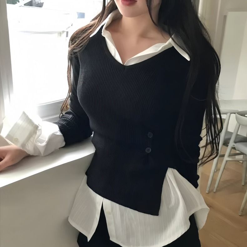 Dongda Gate New Fashionable Ve - Ribbed Knit Sweater avis et prix