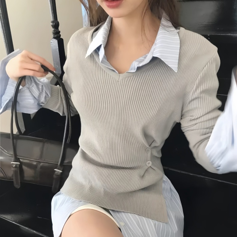 Dongda Gate New Fashionable Ve - Ribbed Knit Sweater avis et prix