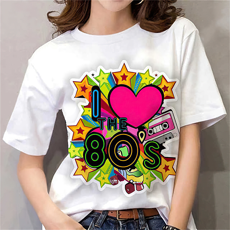 80s Womens T Shirt Femal Black - Women'S Fashion In The 80S avis et prix