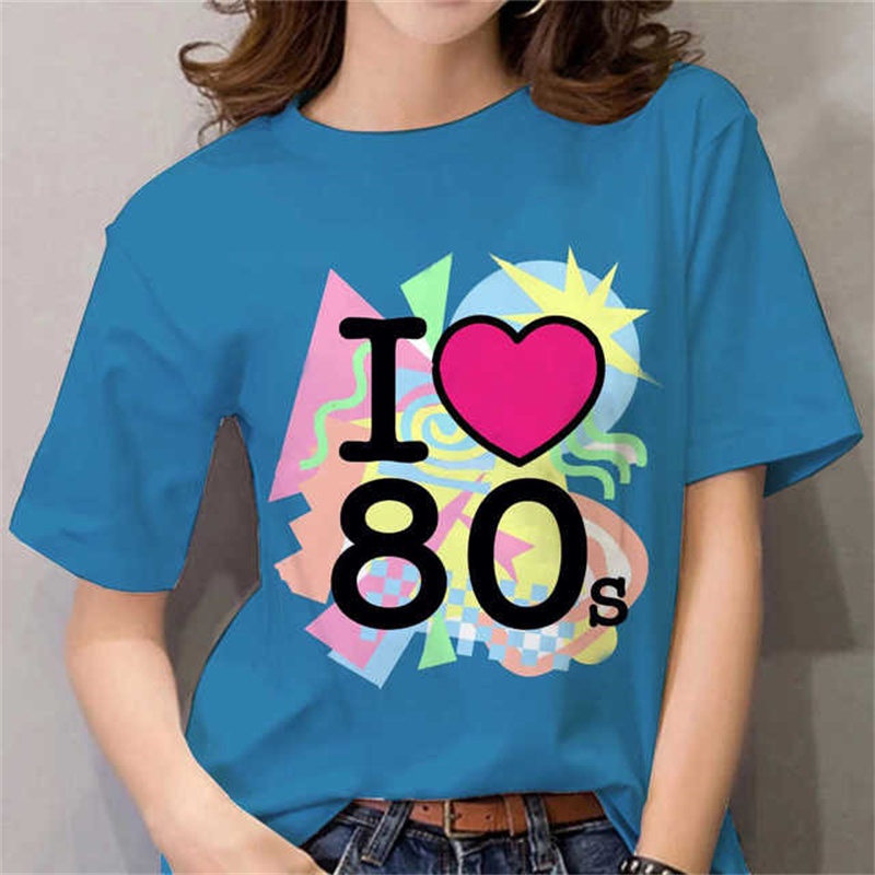 80s Womens T Shirt Femal Black - Women'S Fashion In The 80S avis et prix