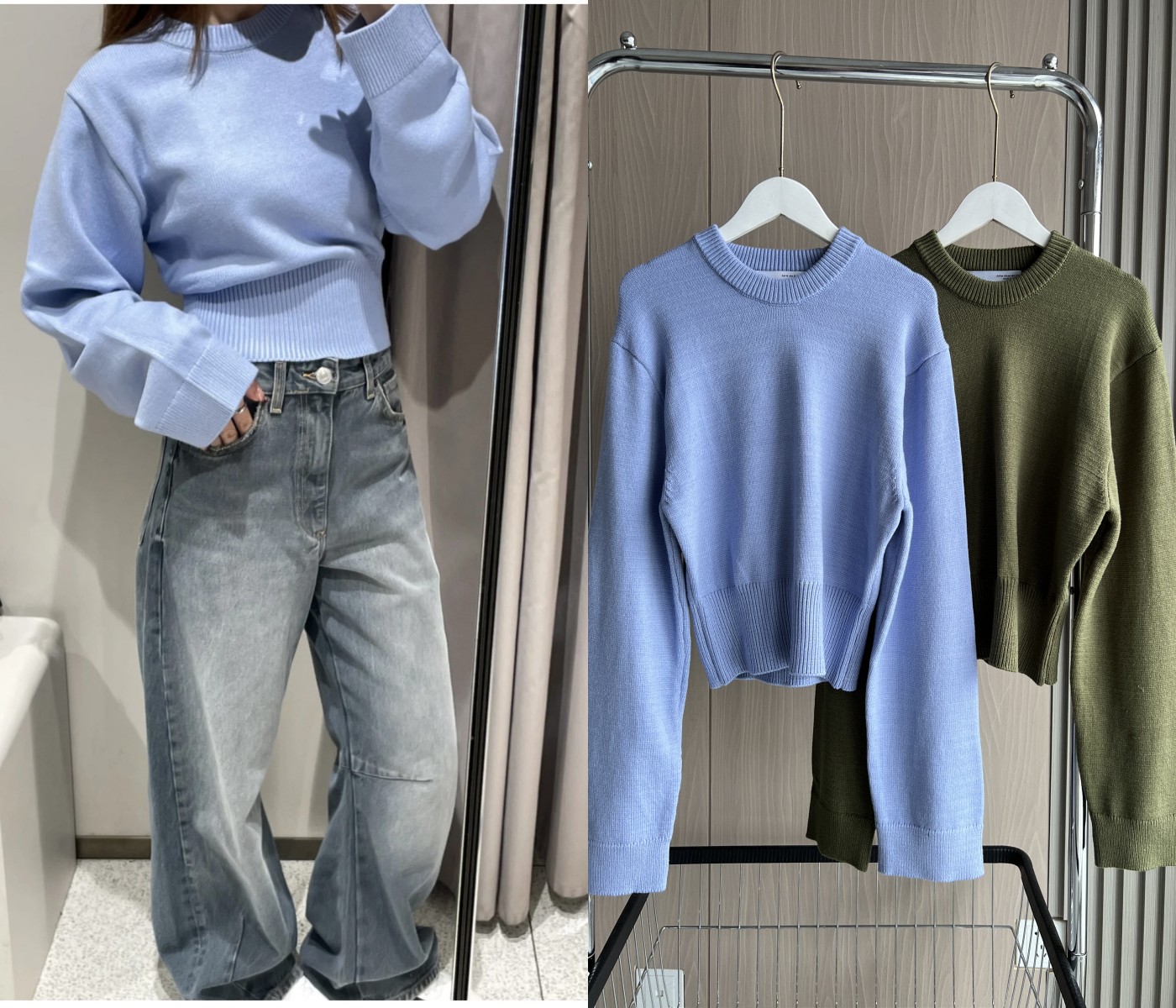Loose sleeve round neck knitte - Ribbed Knit Sweater avis et prix