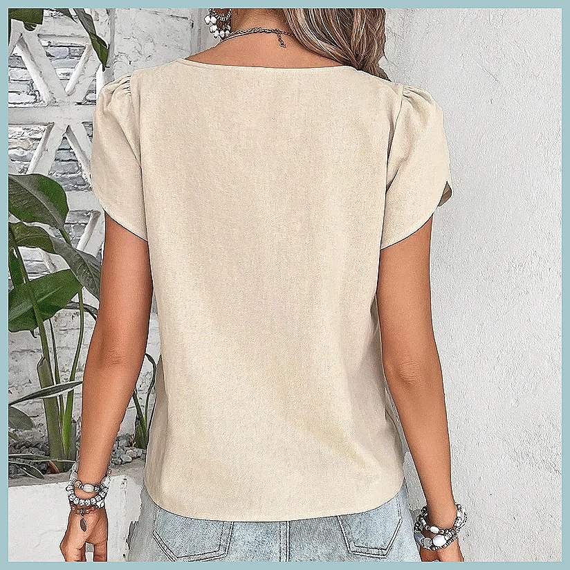 2024 Summer Vintage Solid Colo - Women'S Fashion Tops avis et prix