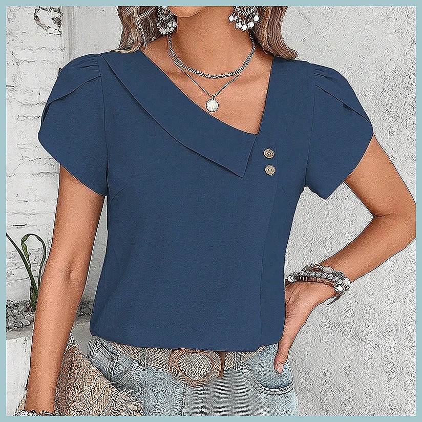 2024 Summer Vintage Solid Colo - Women'S Fashion Tops avis et prix