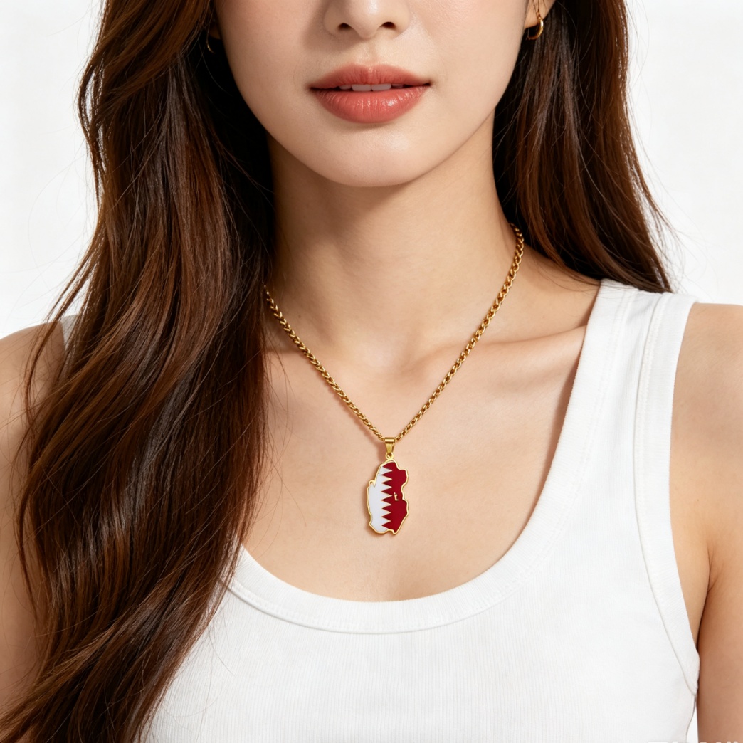 Drip Oil Qatar Map Necklace Fo - Women Fashion Qatar avis et prix